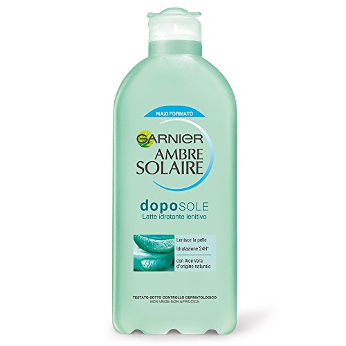 Garnier Ambre Solaire Crema Solare, Latte Doposole Idratante Calmante all'Aloe Vera, 400 ml, Idrata per 24h*