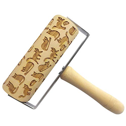 GoodGoodday Rodillo de amasar de Madera, Patrones de Alce de Navidad Rolling Pin, con rodamiento de Bolas, Estable y Duradero