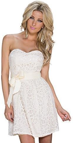 Luc.ce Ladies Bandeau Dress Party Cocktail Dress off peak with Ribbon Tie, More Colours - Cream, One size 8-10