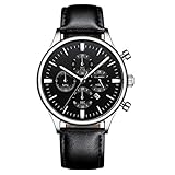 YEARNLY Herren Uhren Mode Wasserdichte Chronograph Quarz Uhr für Mann Luxus Business Kleid mit Schwarzem Edelstahlgewebe