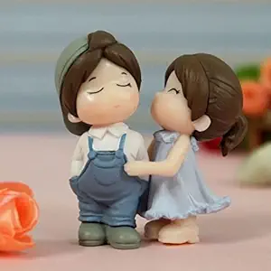 TIED RIBBONS Miniature Romantic Love Couple Statue Decorative Showpiece Valentine Gift for Boyfriend Girlfriend Husband Wife (Multi, Resin)