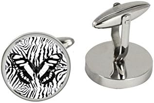 Black and White Zebra Butterfly Cufflinks 20 mm Perfect Gift for Weddings Father's Day or Party Handmade by Tizi Jewellery