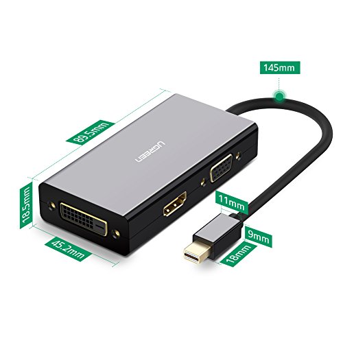 UGREEN Mini Displayport Adapter Mini DP auf HDMI DVI VGA Multi Adapter 4K HDTV Konverter Kabel für Apple MacBook, MacBook Air, MacBook Pro, iMac, Mac mini, Microsoft Surface Pro 1 2 3, Lenovo Thinkpad X1/ Carbon/ Touch/ Helix usw Schwarz - 7