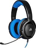 Corsair HS35 - Auriculares Stereo para Juegos (Membrana Neodimio de 50 mm, Micrófono Unidireccional Extraíble, Estructura Ligera, Compatible con PC, Xbox One, PS4, Nintendo Switch y Móviles) Azul