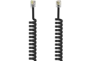 Hama Cavo a spirale per cornetta telefonica da 1,5 m (cavo per cornetta 4p4c, cavo a spirale retrò per telefoni analogici) nero