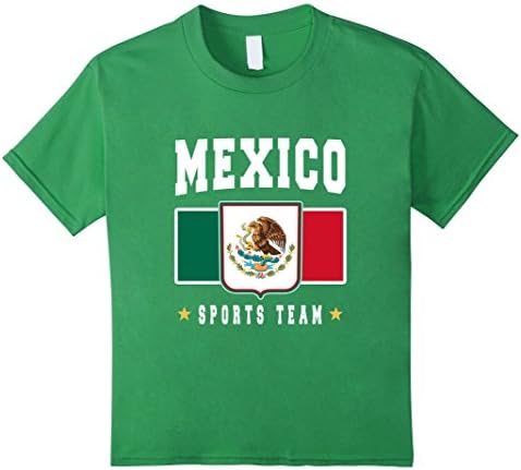 Kids MEXICO T-shirt Mexican Flag Eagle Coat Arms Soccer Football 6 Grass