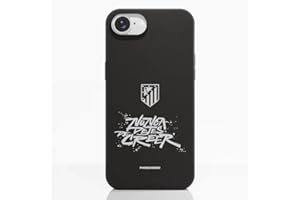 PHONECASES3D - Funda Móvil Compatible con Apple iPhone 16e Oficial de Atlético de Madrid Compostable A Base de Plantas Black