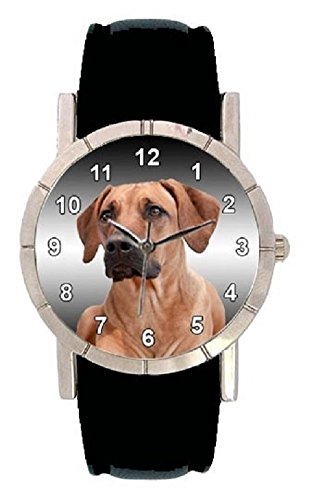Rhodesian Ridgeback Hunde Motiv Damenuhr mit Lederarmband