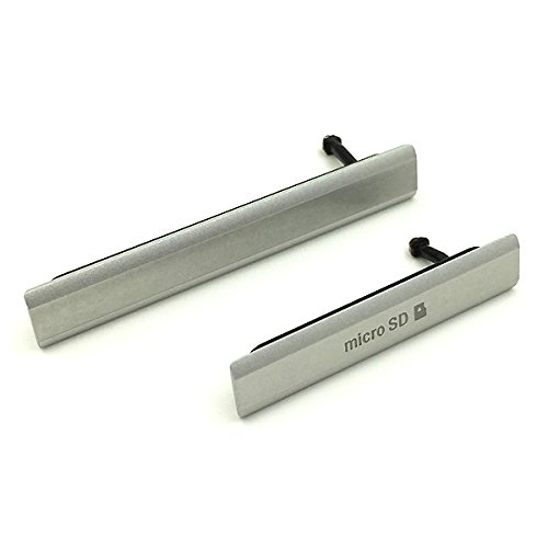 BisLinks plateado tapas antipolvo Micro SD ranura SIM carcasa para puerto de USB para Sony Xperia Z2  D6503