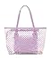 Produktbild Allegra K Damen Punkte Muster Transparent Reißverschluss Panel Design Tragetasche w Tasche - Lila, Einheitsgröße