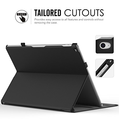 MoKo Hülle für iPad Pro 12.9 2015 – Slim-Fit PU Leder Tasche Schutzhülle Schale Smart Case mit Auto Schlaf / Wach Funktion und Stift-Schleife / Standfunktion für Apple iPad Pro 12.9 Zoll Tablet, Schwarz - 3