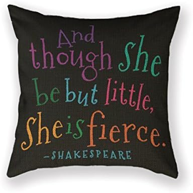 AHArtSaleStore 24 Funny Though She Be But Little Quote Book Grou Decoration Pillow Case Cushion Cover 18 inch