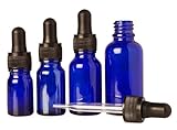 Blue Glass Empty Bottle Black Cap-Black Eye Dropper
