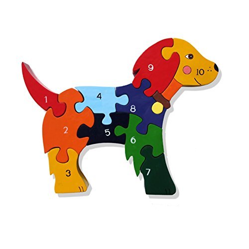 Preisvergleich Produktbild Handarbeit Holz Nummer Puzzle für Kinder-HUND DESIGN