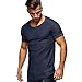 Produktbild IMJONO.Männer T-Shirt Slim Fit O Hals Kurzarm Muscle Cotton Casual Tops Bluse Shirts (XXL, Grau)