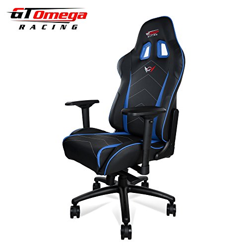 GT Omega PRO XL Racing Office Chair Black and Blue Leather Esport Gaming seat