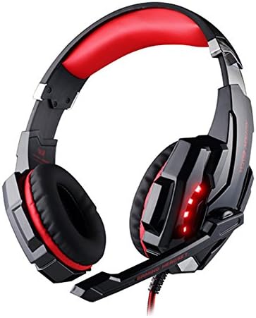 Oft G9000 Gaming Stereo Headset USB Game Headphones with PC LED Light and Microphone for PC Laptop Skype Gamer Ps4 schwarz+rot