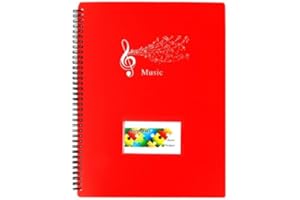 HEAVENLIFE Notenmappe für Notenblätter, Notenordner Schwarz Chormappe A4, Wasserdicht Musikordner, 30 Páginas/60 Taschen für Papier, Gemälde, Notenblätter, Dokumente (Rot)