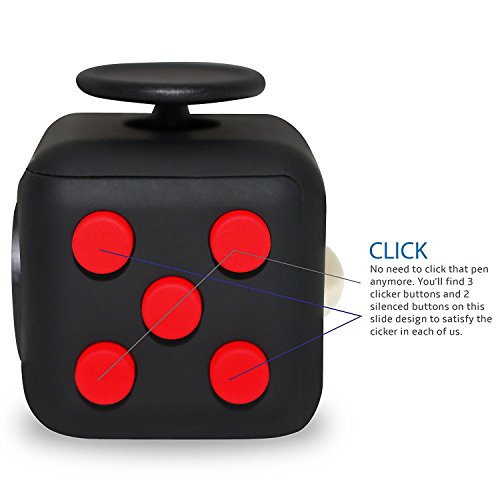 Fidget Cube Toy Anxiety Attention Stress Relief for Children and Adults Black (Red) - High Quality Build Fidget Cube Toy Anxiety Attention Stress Relief for Children and Adults Black (Red) - High Quality Build