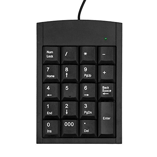Kany USB Numeric Keypad, Portable Slim Mini Number Pad Keypad Keyboard Full Size 19 Key for