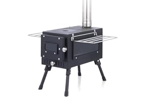 YILWNNCSE Estufa de Carpa Portátil,Estufa de Camping Plegable,Estufa de Leña Plegable Incluye Tubería de Acero Inoxidable de Chimenea,Material de Acero Laminado en Frío,Estufa de Calefacción al Aire Libre