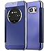 Produktbild Samsung Galaxy S7/G930F/S7 Duos(2016) Hülle Leder Original [Lila] Circle View Vorne und Hinten Mirror ISENPENK Muster Tasche HandyHülle Leder SchutzHülle Leder Tasche