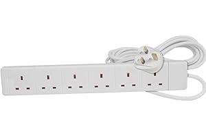 PRO ELEC PELB1526 6 Gang Extension Lead White, 2m