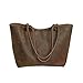 Produktbild Nasis Vintage Leder Damen Tote Groß Umhängetasche Schultertasche Alltagtasche Shopper AL4159 (kaffee)