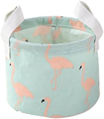 Fangou Storage Box Mini Linen Makeup Organizer Waterproof Bathroom Tool Folding Storage Children'S Toys Storage GrößE: 20 * R13Cm Green Flamingo Pattern