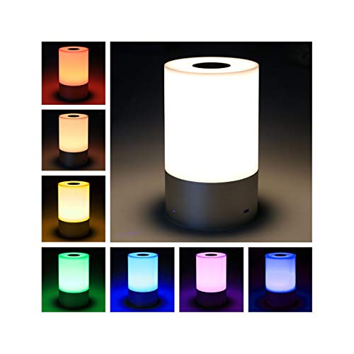 Preisvergleich Produktbild Smart Nachttischlampe Nachtlicht Touch Dimmbare wiederaufladbares Tischlampe mit 256 RGB Farbwechsel Stimmungslicht 3 Helligkeitsstufen