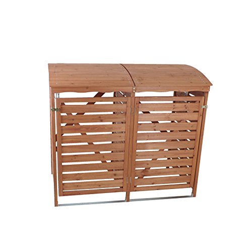 Mülltonnenverkleidung mit Rückwand 2 Mülltonnen 240l Mülltonnenbox Holz Müllcontainer Mülltonnenschrank - 3