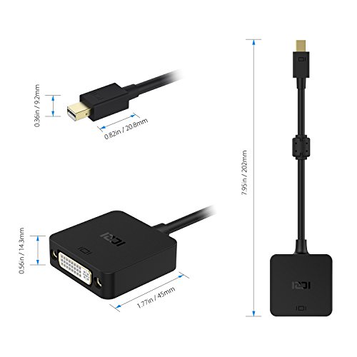 ICZI Mini DisplayPort auf DVI Adapter mit anti-interference magnetischer ring, vergoldet, 1080P, Konverter Male zu Female für Macbook, Chromebook Pixel, Surfacebook und Mehr - 4