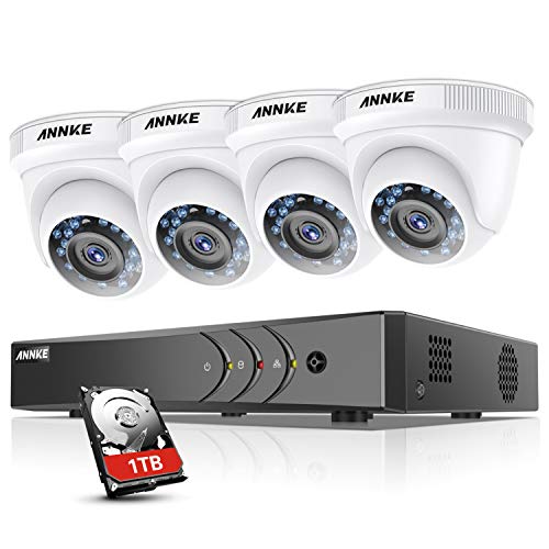 ANNKE 3MP Système de vidéosurveillance 4CH H.265+ DVR avec HDD 1TB,4 Starlight DE-Noise FHD caméras résistantes aux intempéries,Alerte par Email