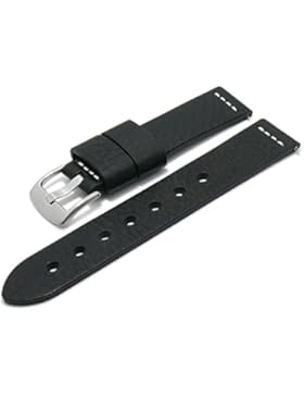 Meyhofer EASY-CLICK Uhrenarmband Redwood 22mm schwarz Leder Antik-Look helle Naht My2heml3022