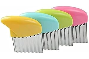 BMLIMITED BML 1 x Potato Chipper Crinkle Slicer | Stainless Steel Cutter with Sharp Wavy Blade Cutter | Kitchen Cooking Tool for French Fries, Vegetable Cutter and Fruit Slicer (1 x Random Color Potato Chipper)