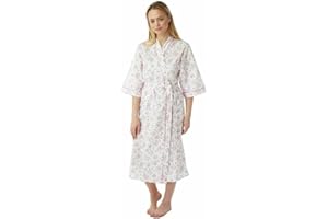 itronik NEW Ladies Floral Poly Cotton Nightdress Floral Dressing Gown Robes Wrap Size 10-30 Plus Size Pink Lilac or Blue