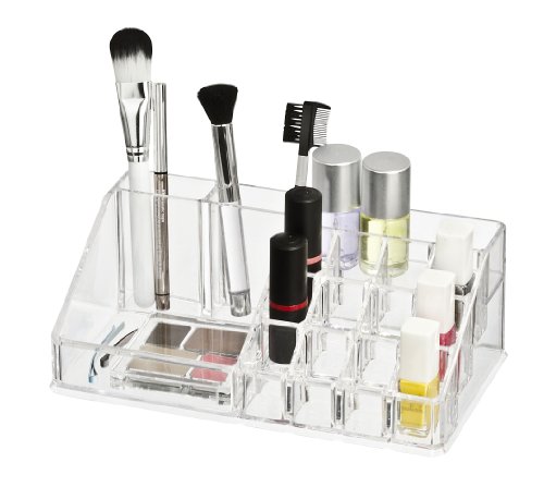 WENKO 20986100 Kosmetik Organizer Femme - mit 16 Aufteilungen , Kunststoff - Acryl, 22.5 x 8 x 12.5 cm, Transparent