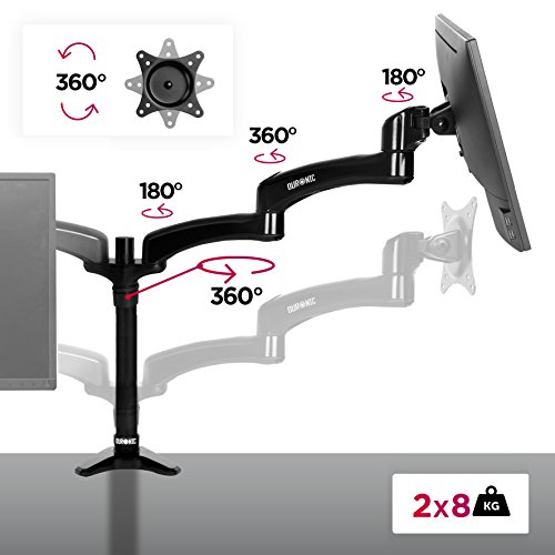 Duronic DM454 Monitor-Tischhalterung für vier LCD/LED Computer Bildschirme / Fernsehgeräte mit Neig, Schwenk und Rotierfunktion - 4