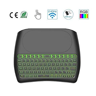 Sxstar 2.4GHz Mini clavier sans fil avec une grande souris Touchpad, une batterie rechargeable Li-ion et une télécommande multimédia multi-média pour Android TV Box,Smart TV, PC et Plus(Rétroéclairage RVB)