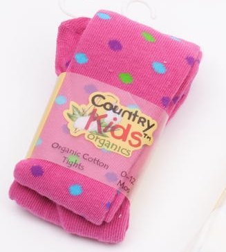 Organic Cotton Dot Tights - Hot Pink - 0 - 12 Months