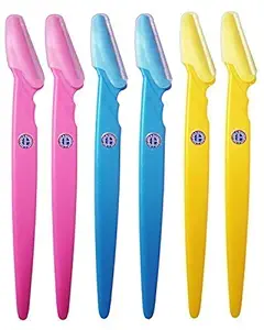 DEXO Eyebrow face razor. Facial eyebrow Trimmer. For women and Girls. (Multicolor) set of 6 pcs. Pack of 1
