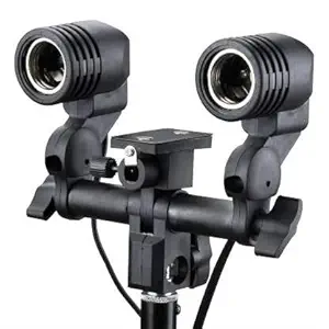 Boosty 2 in 1 Double Swivel Photographic Studio Adapter E27 Bulb Holder Head Photo Lighting Socket Bracket,Studio Photography Accessory
