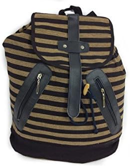 Rainbow Handlooms Dark brown and Light Brown Cotton canvas double zipper brown & Black strips