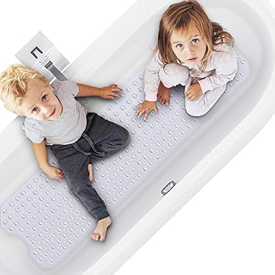 Magicfun Tapis de Baignoire Antidérapant, Tapis de Bain de Sécurité Antidérapant Extra Long 100 x 40cm Anti Glisse avec 200 Ventouse, Transparent