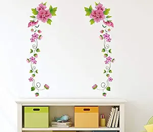 Amazon Brand - Solimo Wall Sticker for Living Room (Flower Garland, Ideal Size on Wall - 58 cm x 62 cm)