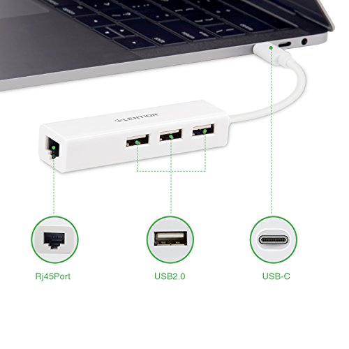 LENTION USB-C HUB, USB 3.1 Typ C bis 3 Ports USB 2.0 HUB + RJ45 Lan Ethernet Adapter für MacBook 12″, Neu MacBook Pro 13″ / Pro 15″ 2016/2017, und andere Geräte mit USB-C-Port - 4