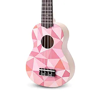 SanDona AK60P Soprano Basswood Ukulele,Children Musical Instruments, 21 Inch with Gig Bag for kids Students and Beginners, Pink Geometric