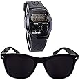 ADNOCK Digital Talking Watch with in-Built Loud Speaker for Men & Women for Blinds and Kids with Aviator Wayfere Sunglasses Pack of 2
