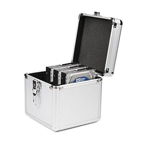 Salcar Schutzgehäuse Festplattenlaufwerke Schutz- und Transportkoffer aus Aluminium für 4x 3,5″ und 2x 2,5″ Laufwerke mit Schaumstofffür - 5