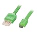 Produktbild LINDY USB 2.0 Reversible Flachband Kabel 2m, grün Typ A / Micro-B